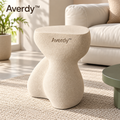Averdy™ Luma Ivory Hourglass Art Stool — styled view