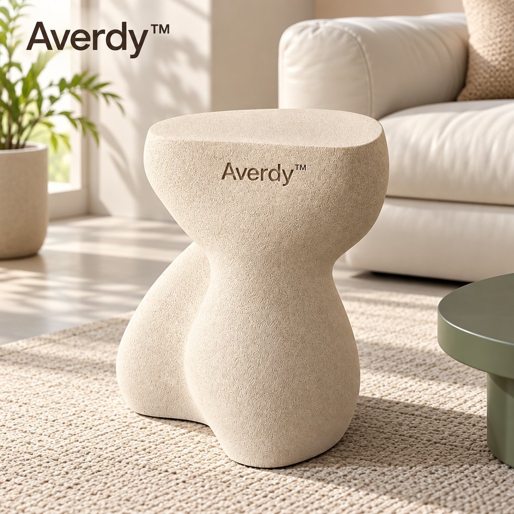 Averdy™ Luma Ivory Hourglass Art Stool