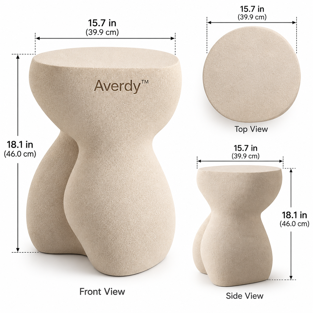 Averdy™ Luma Ivory Hourglass Art Stool — product specifications