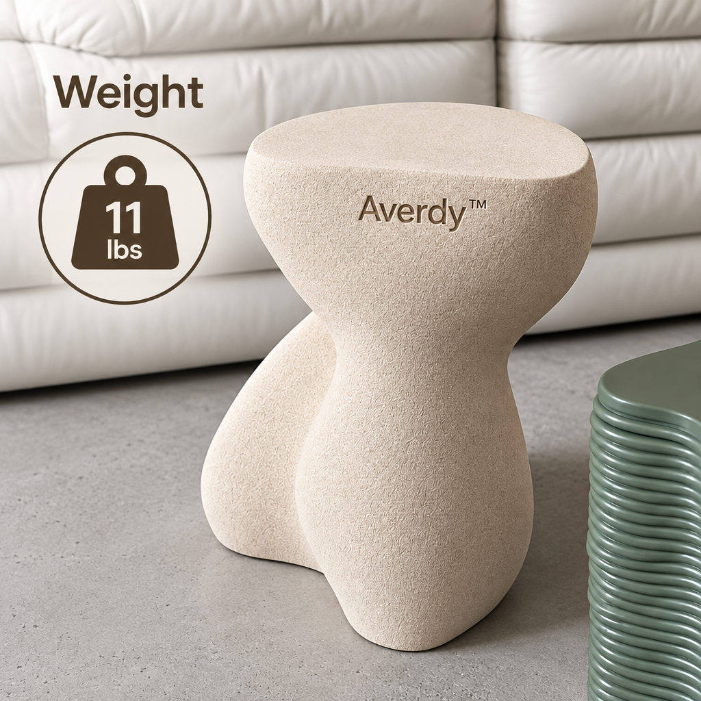 Averdy™ Luma Ivory Hourglass Art Stool — additional product information