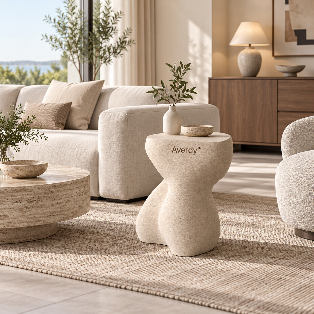 Averdy™ Luma Ivory Hourglass Art Stool — additional view
