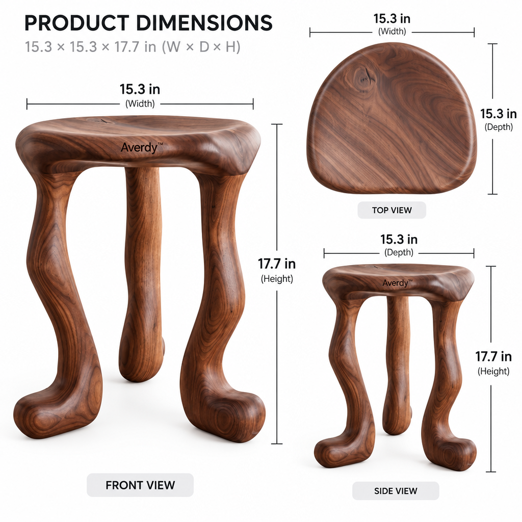Averdy™ Reverie Brown Curved-Leg Art Stool — product specifications