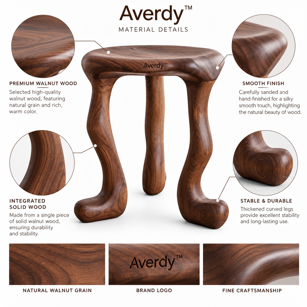 Averdy™ Reverie Brown Curved-Leg Art Stool — additional view