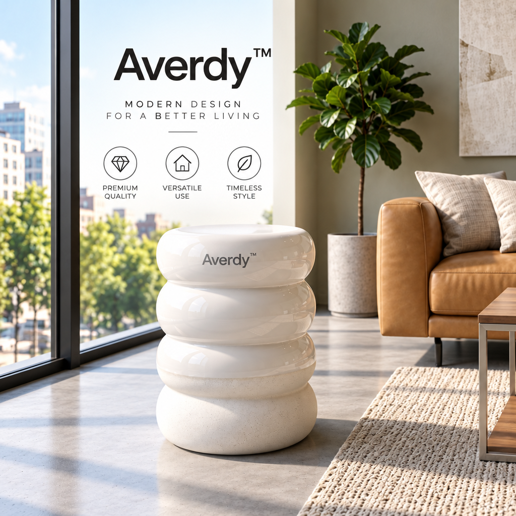 Averdy™ Pebble Ivory Stacked-Ring Stool