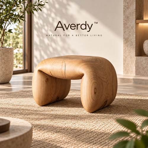Averdy™ Dune Caramel Arch Accent Stool — styled view