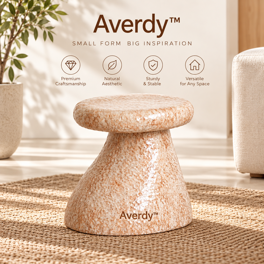 Averdy™ Orbit Blush Angled-Pedestal Stool — styled view