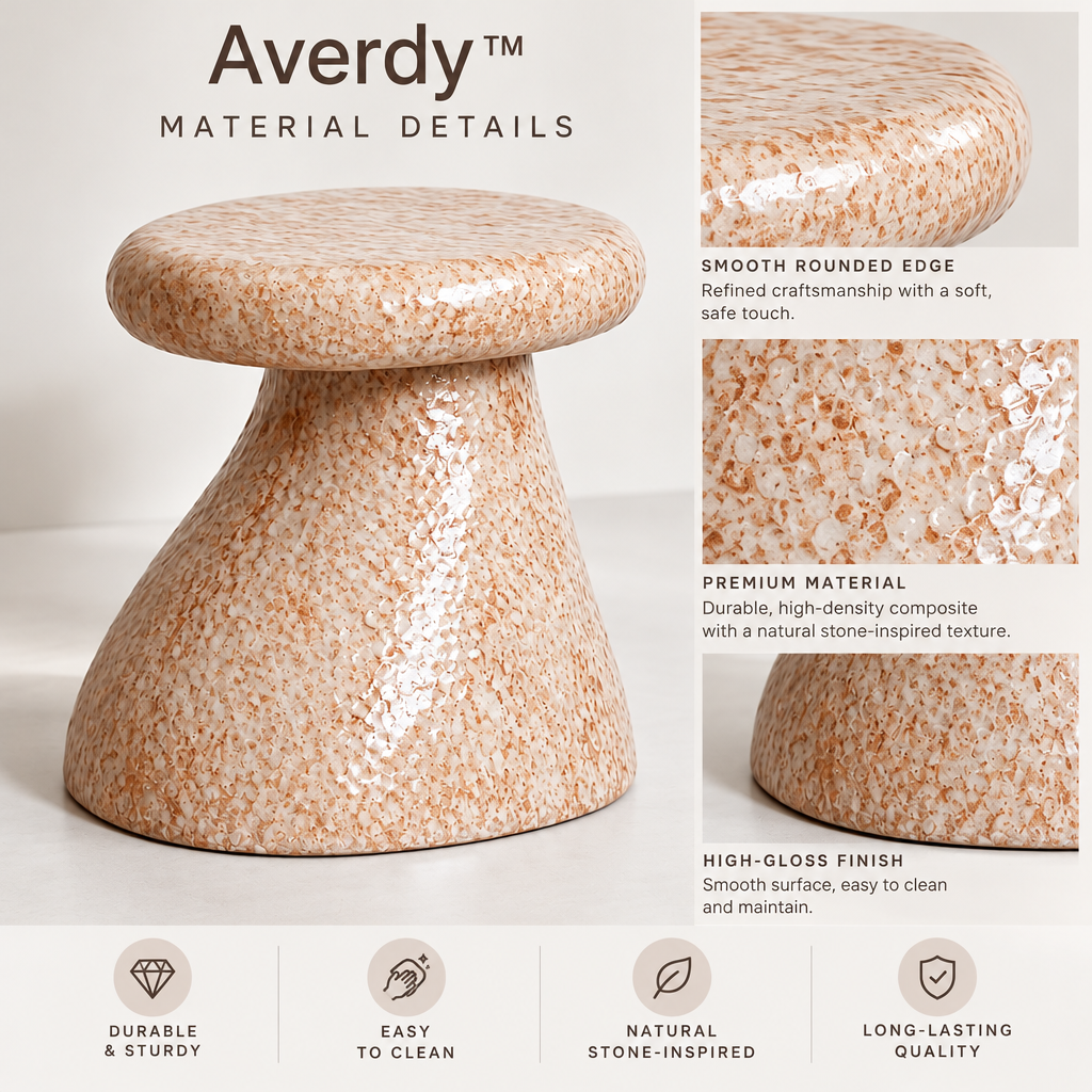 Averdy™ Orbit Blush Angled-Pedestal Stool — design details