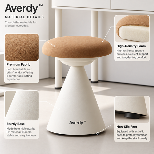 Averdy™ Cove Caramel & Ivory Pedestal Stool — styled view