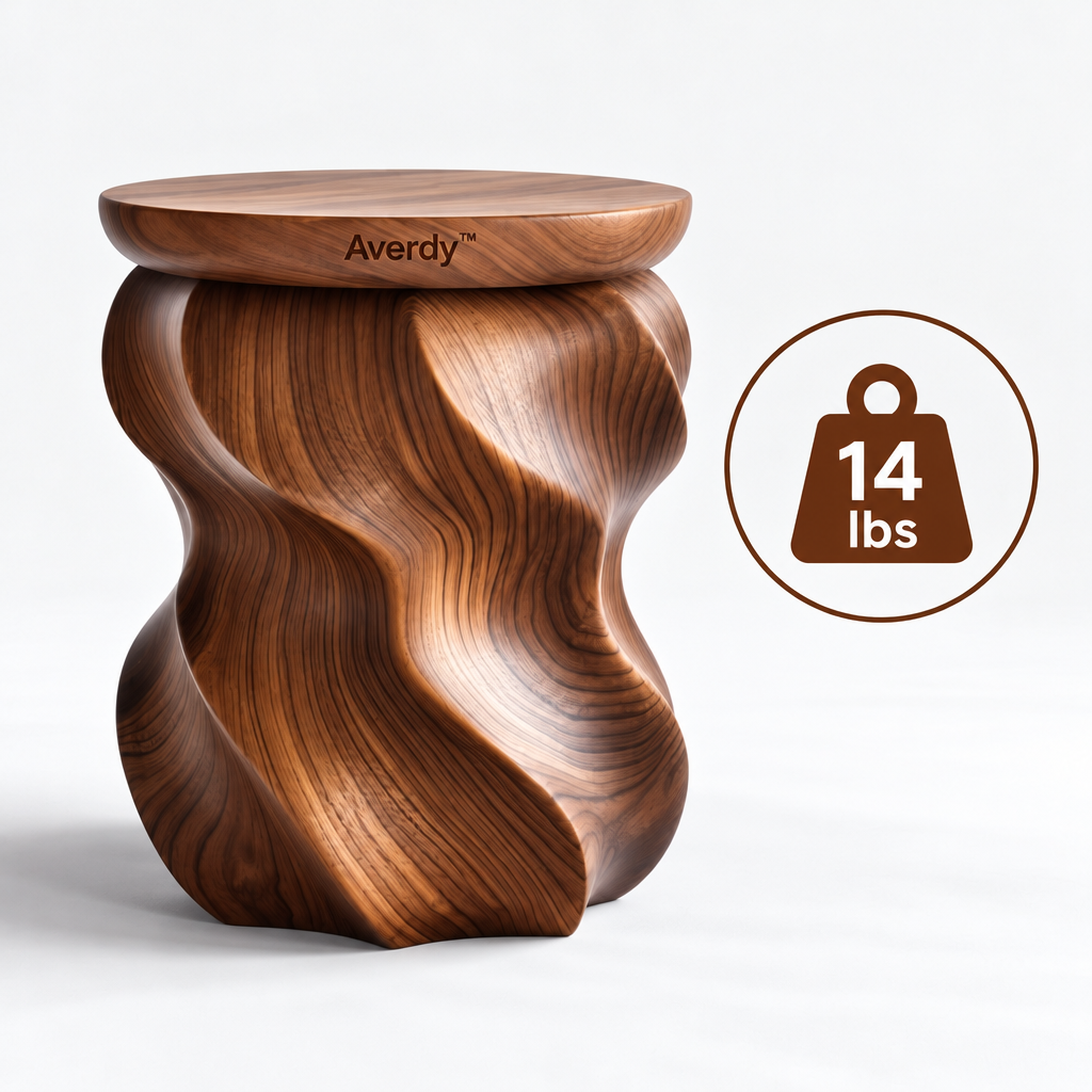 Averdy™ Helix Walnut-Tone Spiral Stool — additional product information
