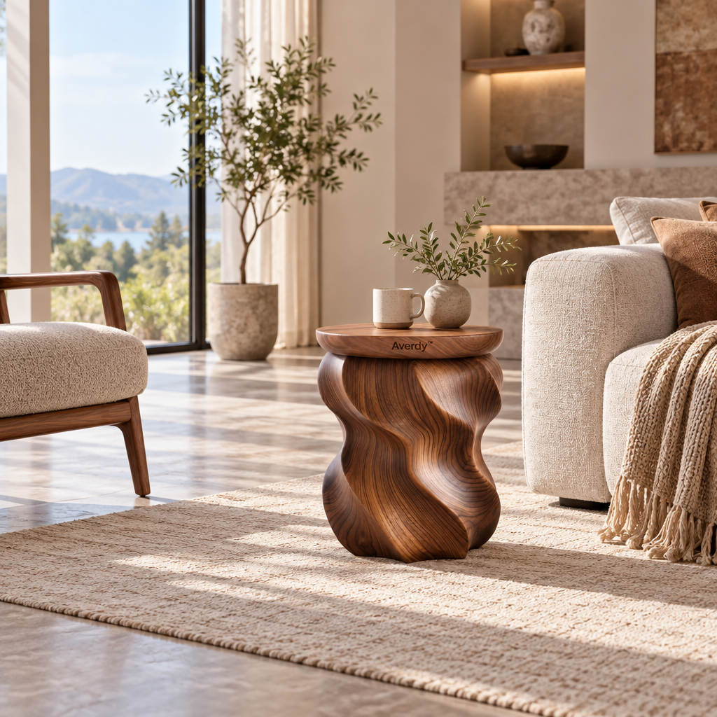 Averdy™ Helix Walnut-Tone Spiral Stool — additional view