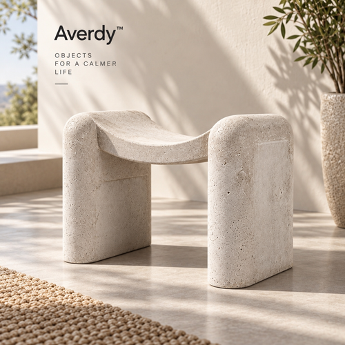 Averdy™ Arc Ivory Saddle Accent Stool — styled view