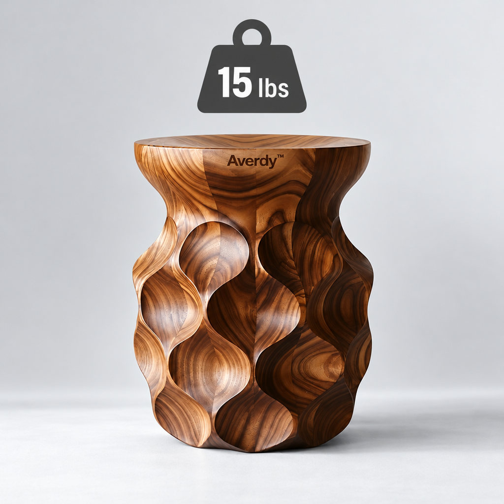 Averdy™ Ripple Brown Scalloped Art Stool — additional product information