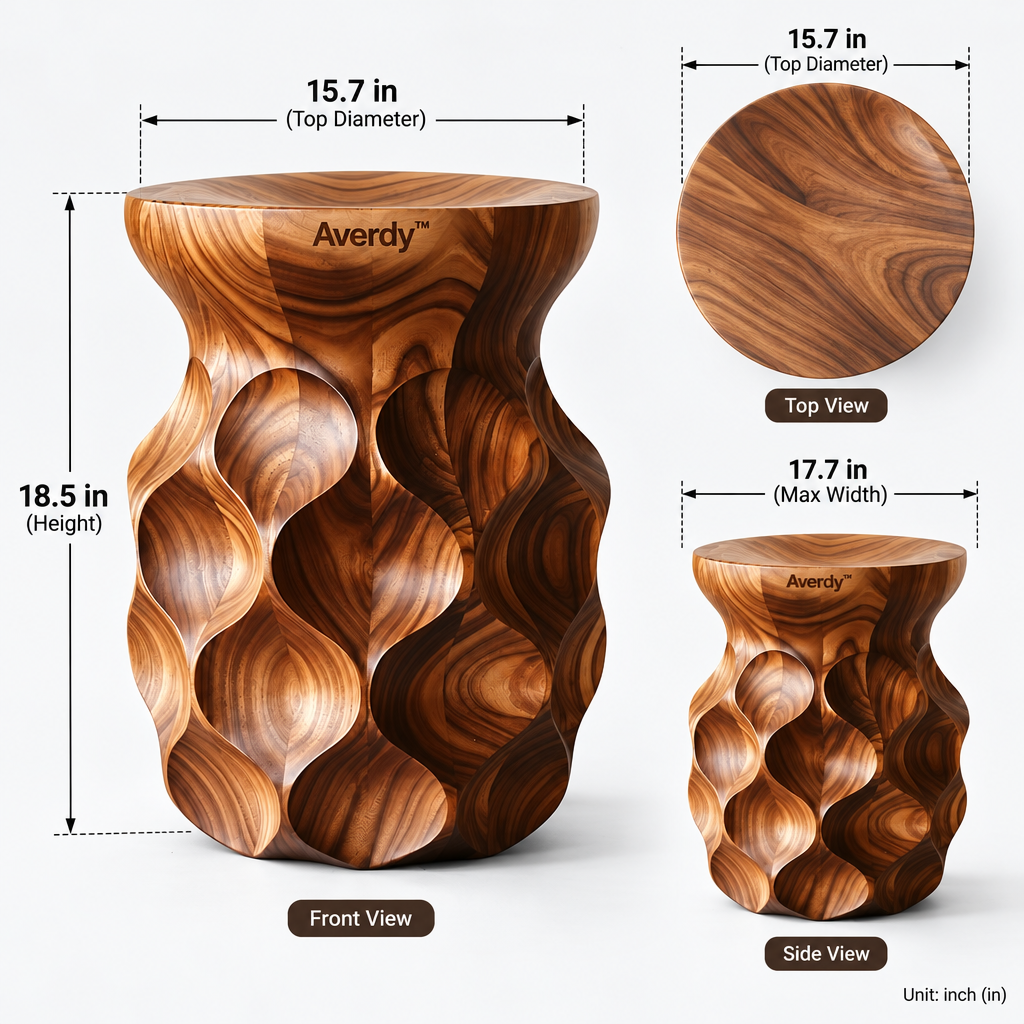 Averdy™ Ripple Brown Scalloped Art Stool — product specifications