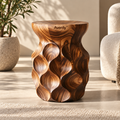 Averdy™ Ripple Brown Scalloped Art Stool — styled view