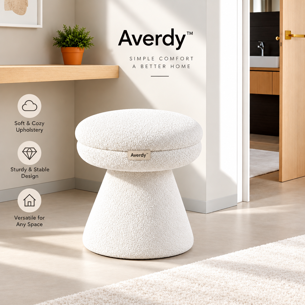 Averdy™ Halo Ivory Rounded Pedestal Stool