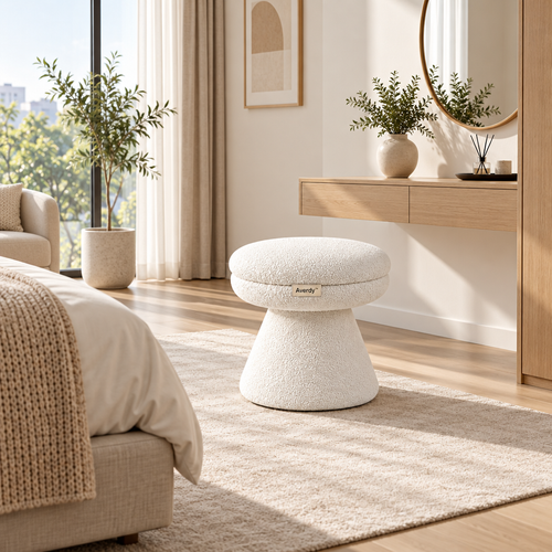 Averdy™ Halo Ivory Rounded Pedestal Stool — additional view