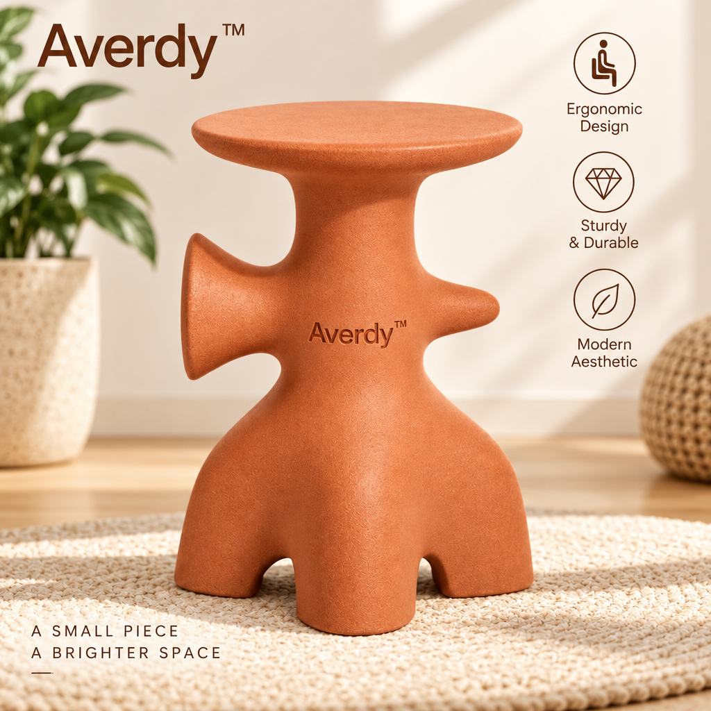Averdy™ Totem Terracotta Sculptural Stool — styled view
