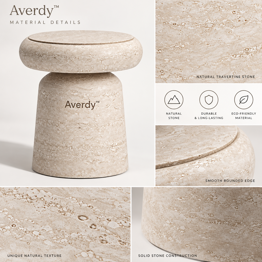 Averdy™ Mesa Sand Round-Top Accent Stool — design details