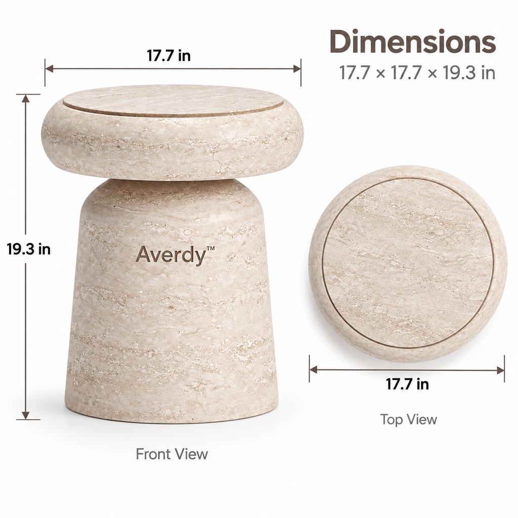 Averdy™ Mesa Sand Round-Top Accent Stool — product specifications